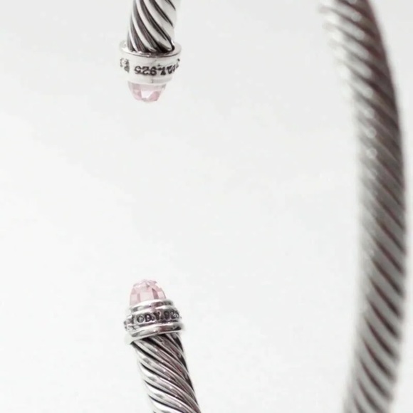 David Yurman Sterling Silver Cable Classics Bracelet Morganite and Diamonds 5mm - Picture 4 of 5